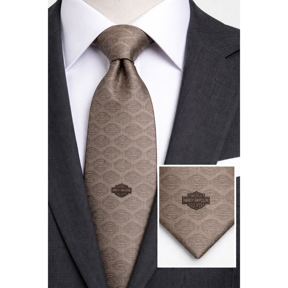 Harley Davidson Silk Necktie Tonal Logo Ralph Marlin Co. 58in
